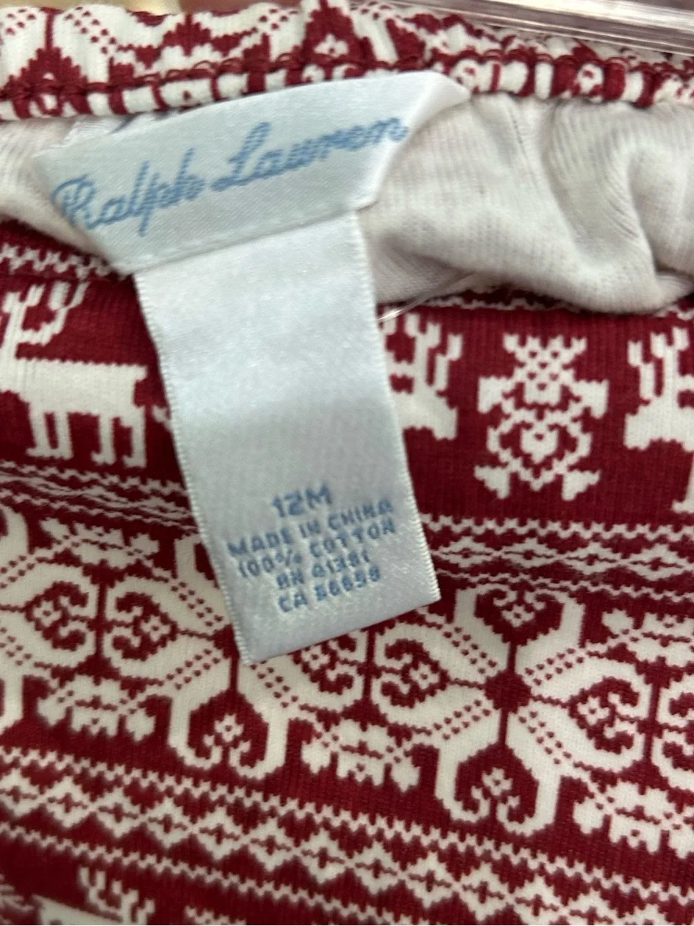 Ralph Lauren Deep Red Fair Isle Print Diaper Cover NWT